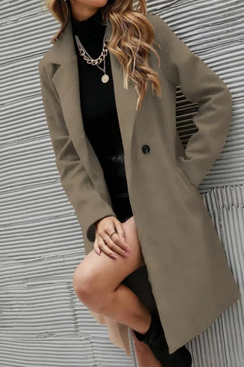 Woolen coat for women autumn and winter fashion Korean version of the thin and high-end sense of the long coat jacket