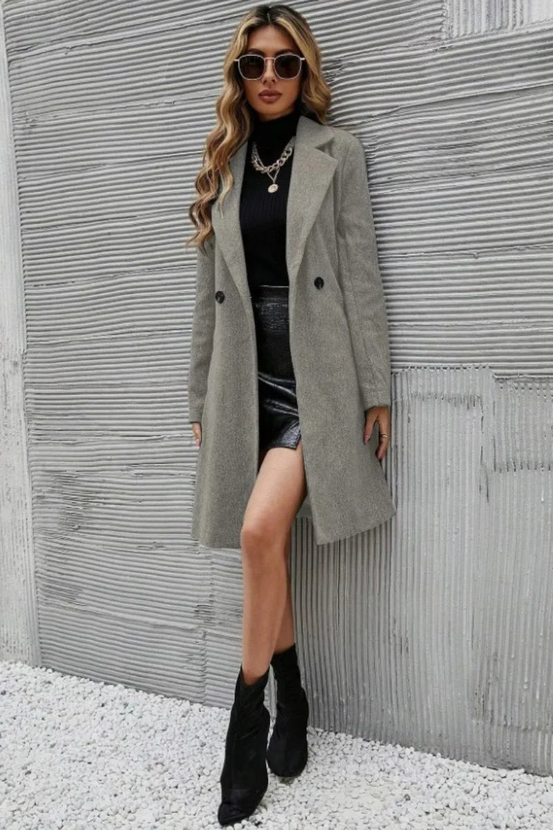 Woolen coat for women autumn and winter fashion Korean version of the thin and high-end sense of the long coat jacket