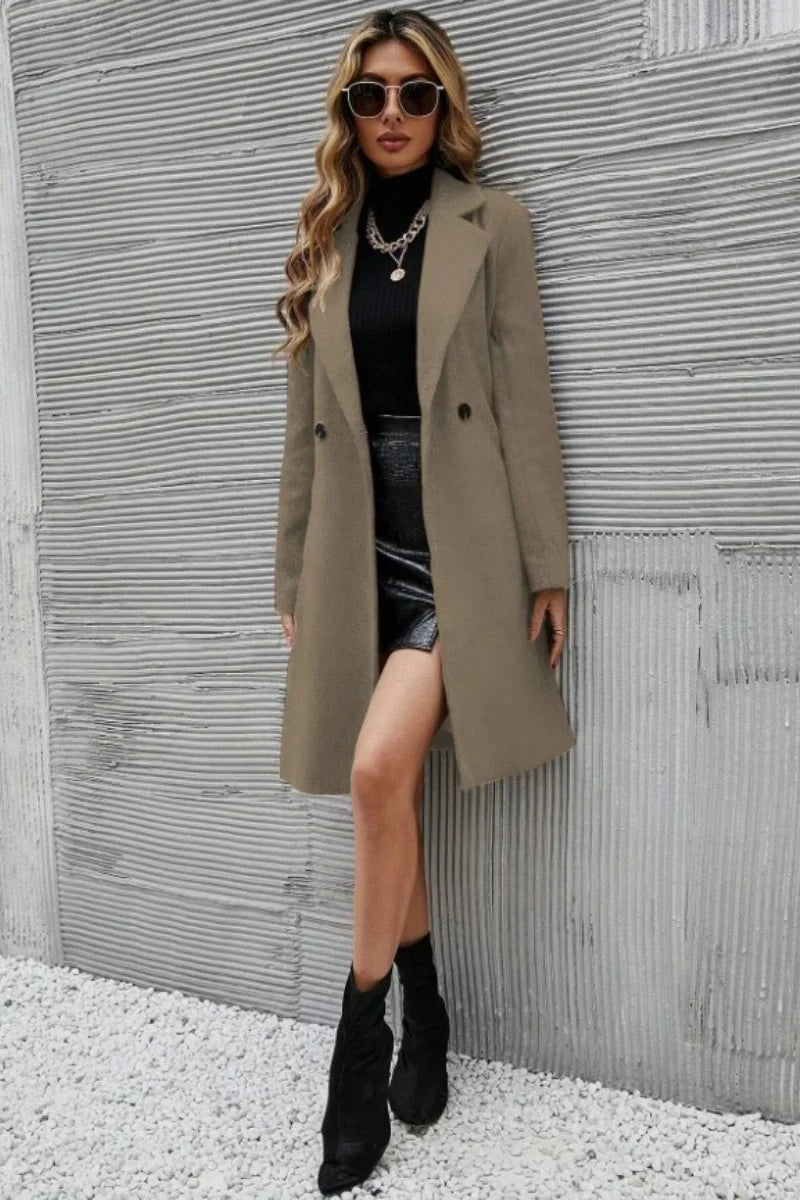 Woolen coat for women autumn and winter fashion Korean version of the thin and high-end sense of the long coat jacket