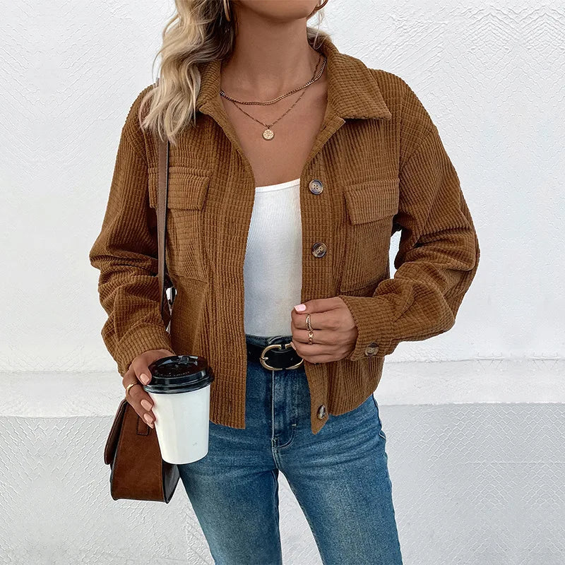 Coats Women Coat Turn Down Collar Full Sleeve Work Y2k Streetwear Elegant Splice Casual Loose Open Stith Autumn Winter 2025