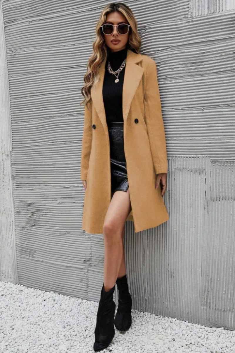 Woolen coat for women autumn and winter fashion Korean version of the thin and high-end sense of the long coat jacket