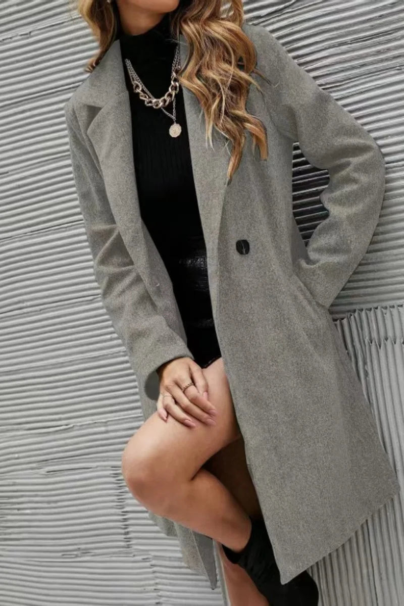 Woolen coat for women autumn and winter fashion Korean version of the thin and high-end sense of the long coat jacket
